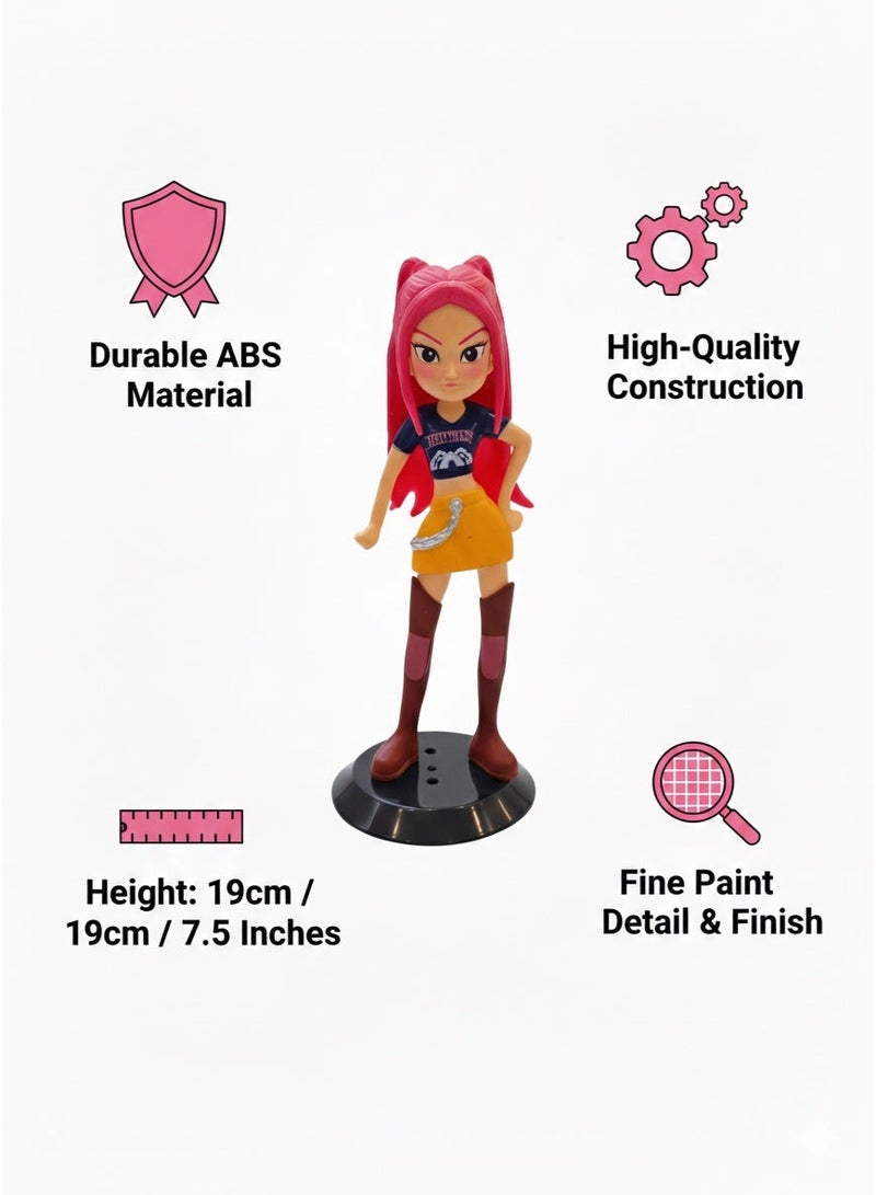REZZOSS K-Pop Demon Hunters Mira Figure 19cm – Pink Hair Anime Action Doll with Golden Bow | Stylish Fashion Idol Singer Toy | Non-Toxic Collectible Statue for Kids & Girls | Best Birthday Eid Ramadan Gift - Image 2